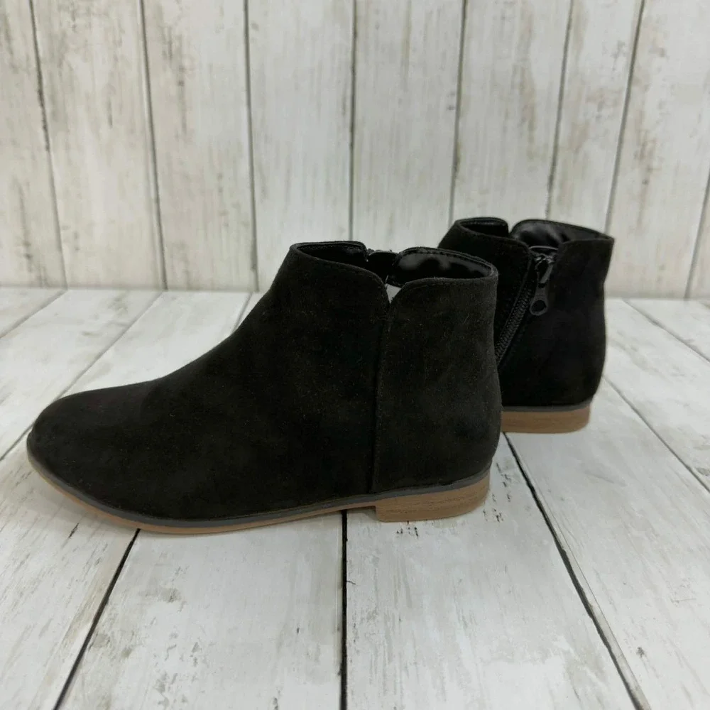 Cat & Jack Girl's Black Faux Suede‎ Ankle Boots Side Zip Size 1